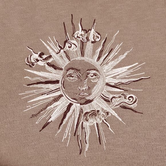 Zara Cardigan & Short Set Women L Brown Embroidered Trim Button Up Boho Casual - Picture 3 of 16